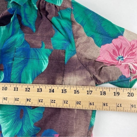 Jessica Scott Button Up Shirt Womens Black Green Floral - Picture 9 of 10